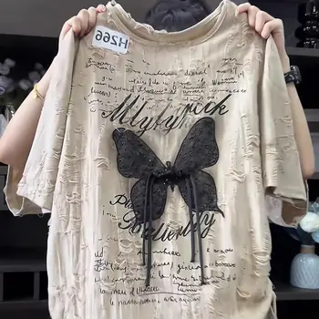 Spring and summer fashion butterfly short sleeve t-shirt for women new stylish and beautiful casual top 1