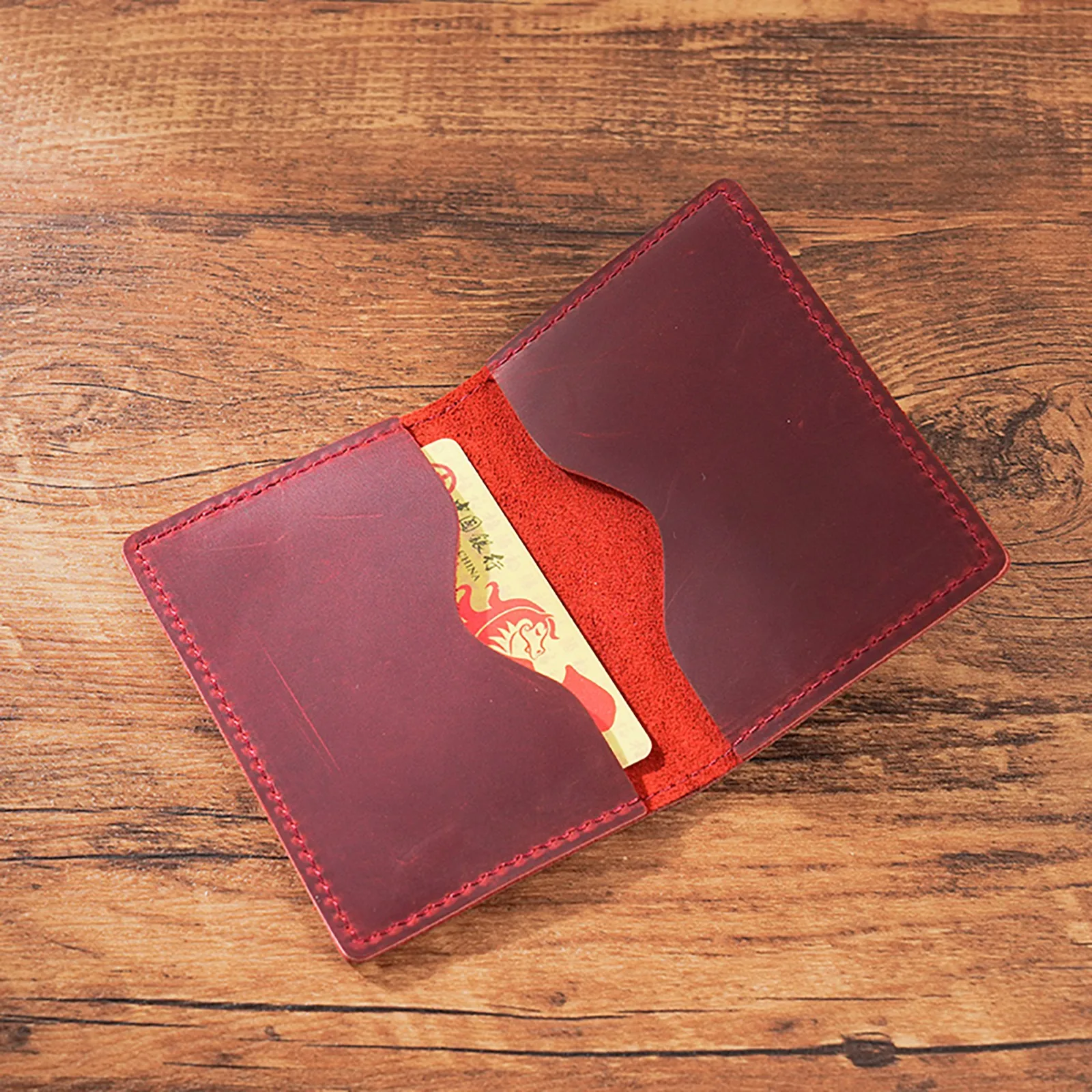 Elegant Genuine Leather Slim Bifold Wallet - Minimalist Front Pocket Card Holder