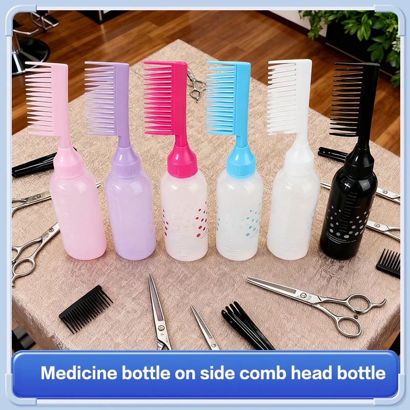 Bottiglia per applicatore di olio per capelli da salone Bottiglie per applicatore Pettine Strumenti professionali per colorare lo styling per tintura per parrucchieri in plastica - immagine 5