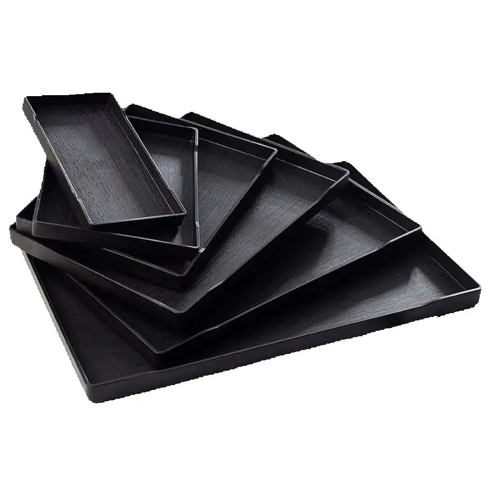 New Black White Large Plastic Tray Rectangle Multi-Purpose Serving Trays Plastic Plastic Plates Kitchen