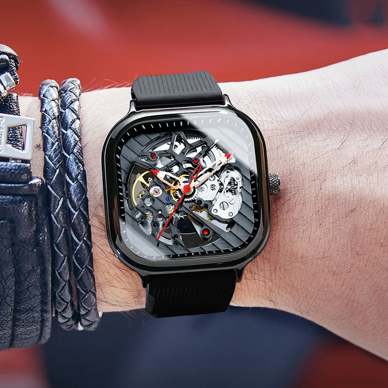 AILANG Classic Hollow Square Dial Men Sports Automatic Mechanical es Waterproof For Men Wrist_voghion.com