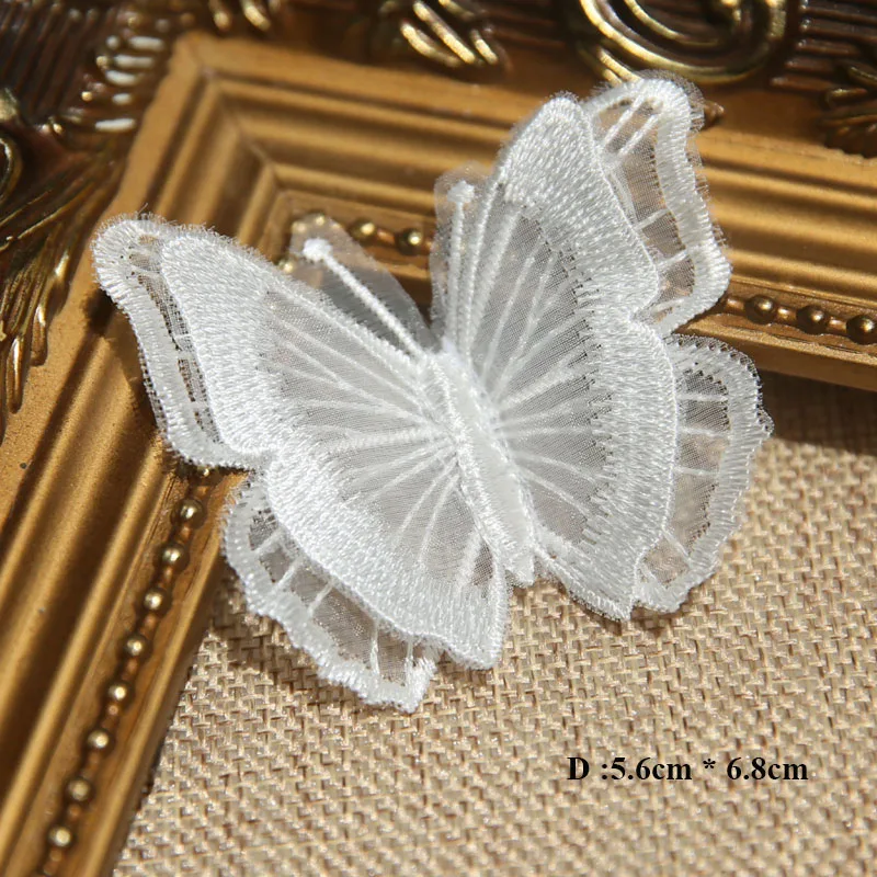 10 teile/los DIY Mode Organza Schmetterling Patches für Kleidung Stickerei Patches für dekorative Parches Applique Nähen Handwerk – Detail 5