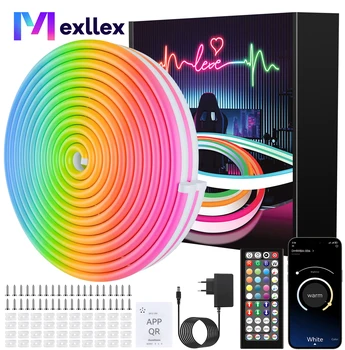 40M/30M RGB LED Neon Rope Lights, Music Sync Control with App/Remote, Flexible Lamp Color Change, Waterproof for Indoor Outdoor