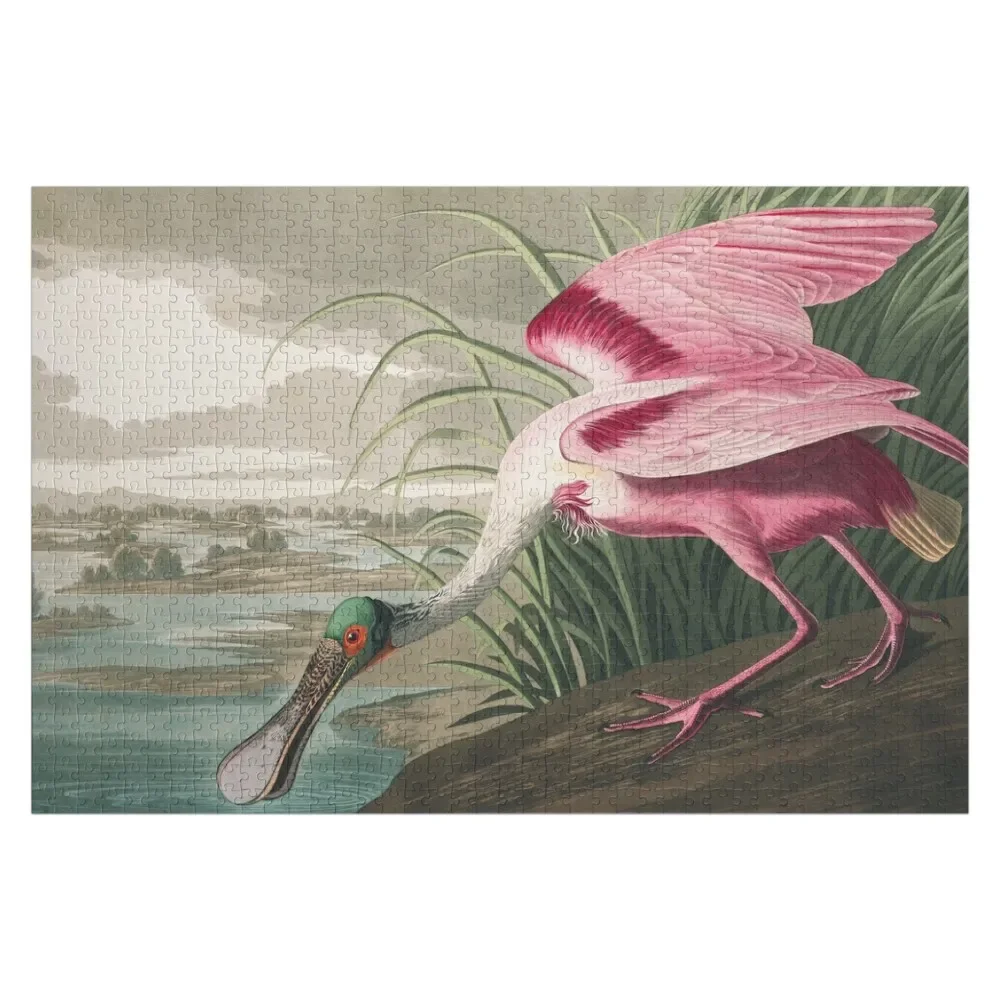 

Roseate Spoonbill - John James Audubon Jigsaw Puzzle Custom Wood Customized Gifts For Kids Animal Adult Wooden Puzzle
