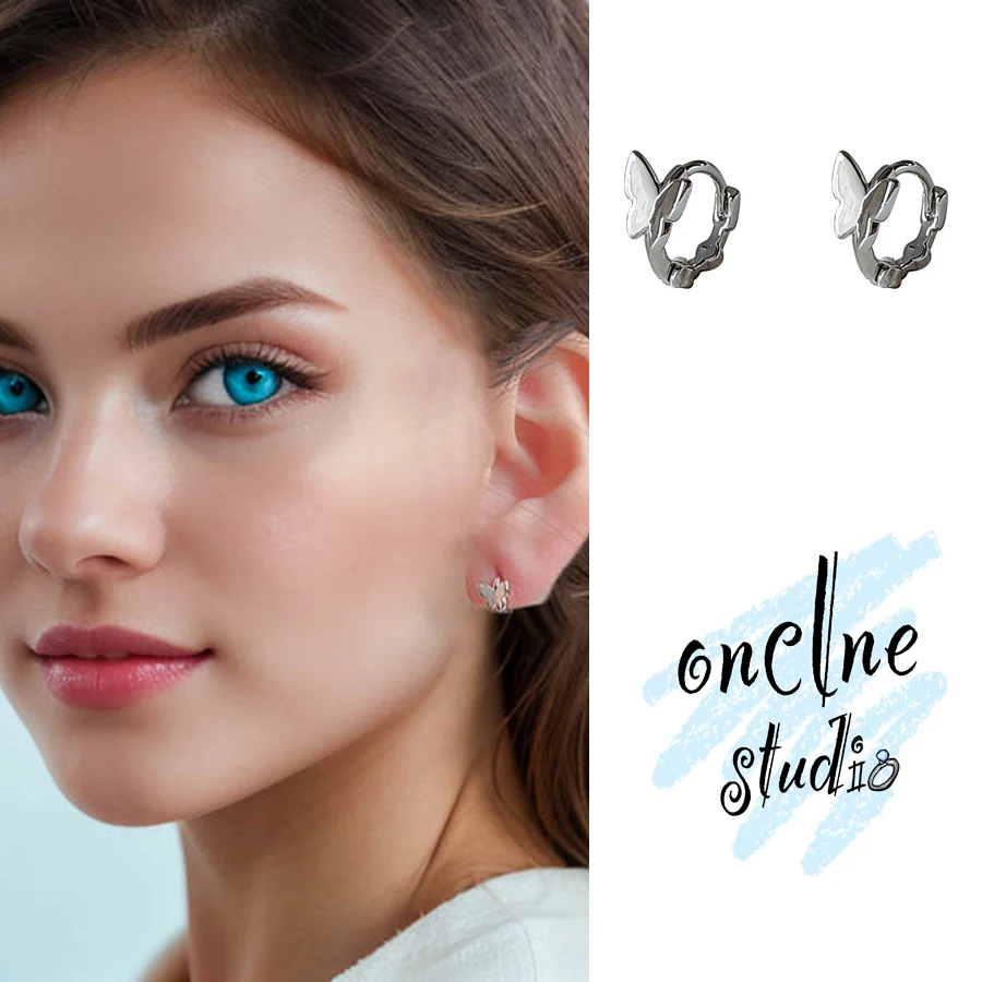 

sliver butterfly earrings simple and versatile Women Butterfly Earrings Enfashion