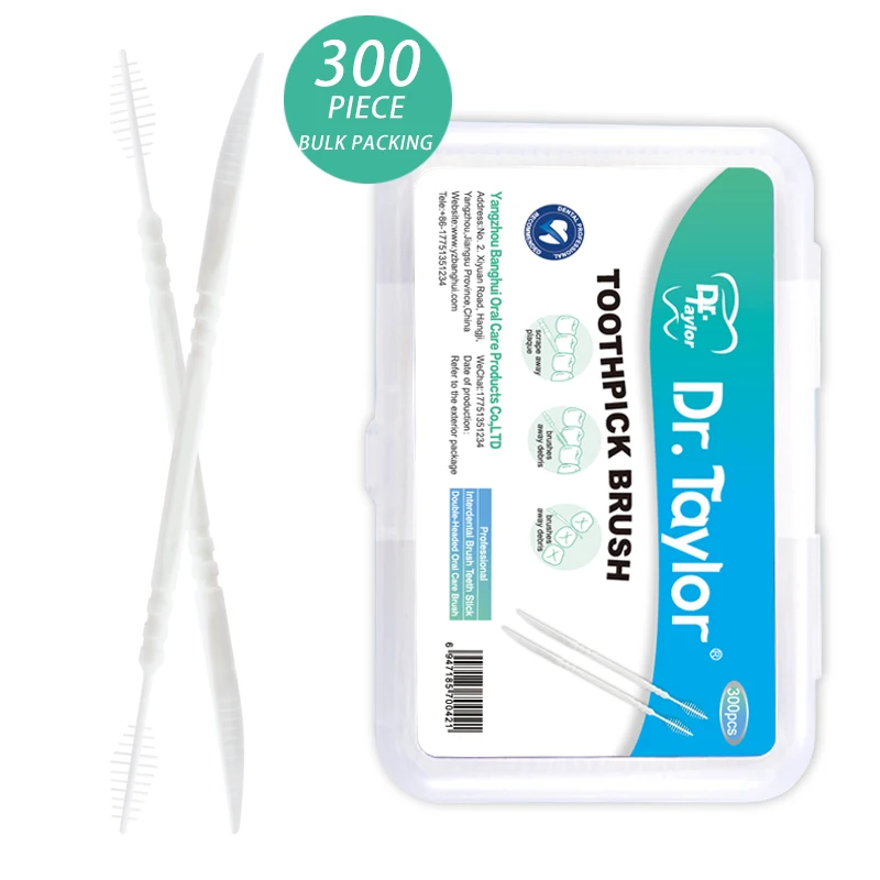 Double-ended Fish Bone Shaped Disposable Plastic Toothpick Dental Floss Interdental Brush 300 Pcs disposable toothpicks