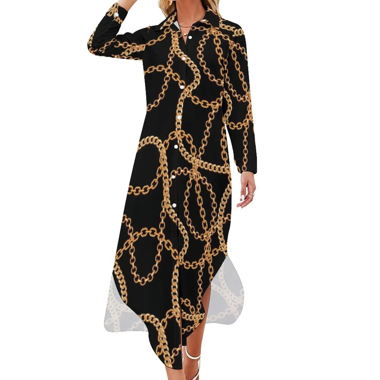 green emerald velvet dress Chain Knit Gold Maxi Dress main image 0