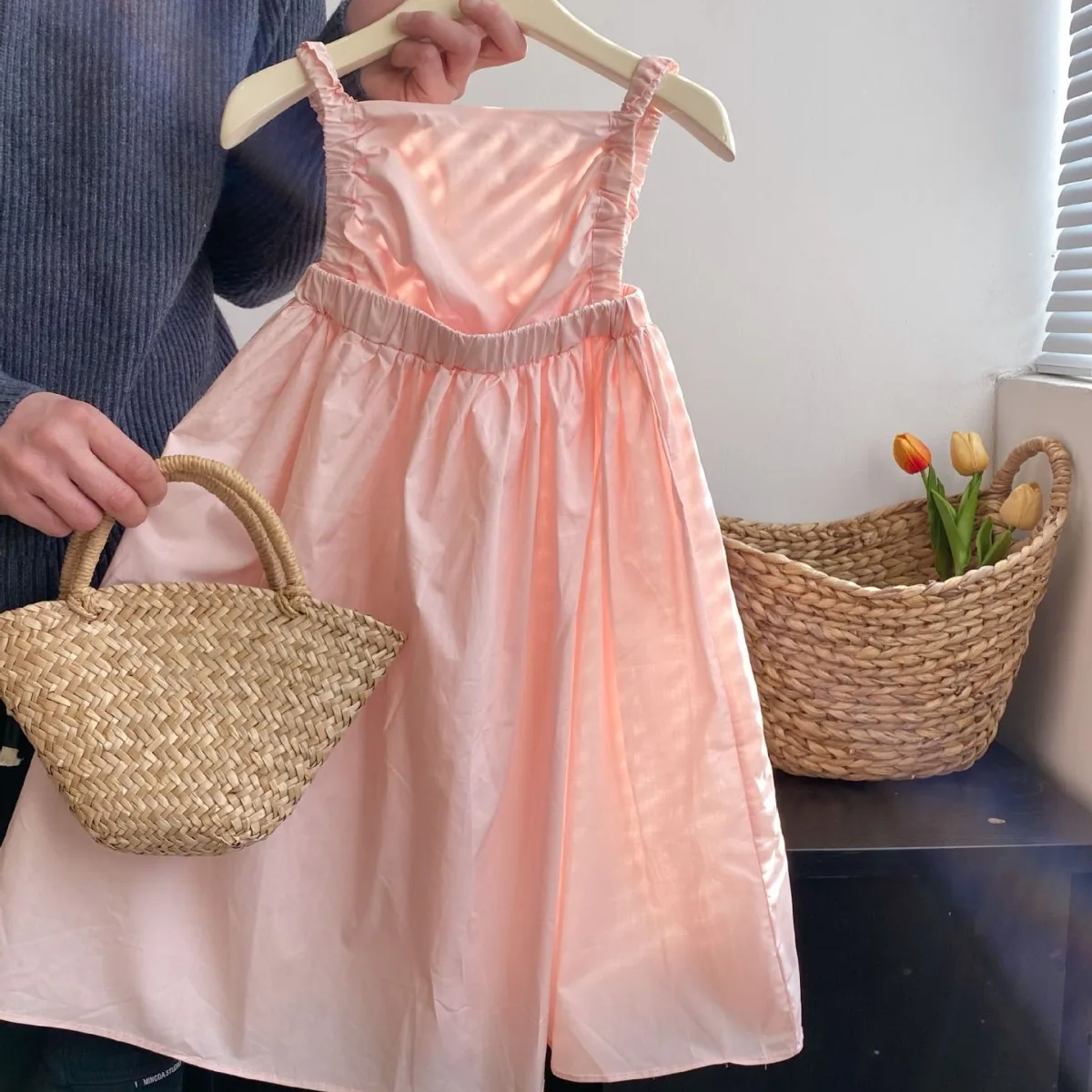 

Gouache girls dress 2024 summer new baby princess dress Birthday long slip dress Korean version sundress 100-140cm