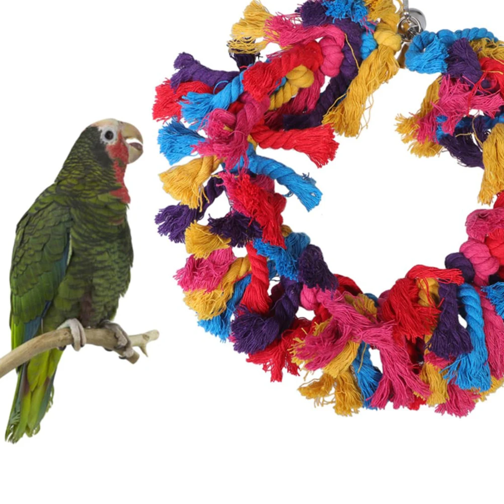 

Bird Swings Toys Cotton Rope Hanging Rings With Bells Parrot Bite Toys For Parrots Parakeets Cockatiels Macaws Pet Supplies