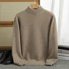 Thickened Autumn/Winter new 100% Merino wool pullover Cashmere sweater Men's half turtleneck pullover warm bottom knit shirt top 2