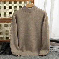 Thickened Autumn/Winter new 100% Merino wool pullover Cashmere sweater Men's half turtleneck pullover warm bottom knit shirt top 2