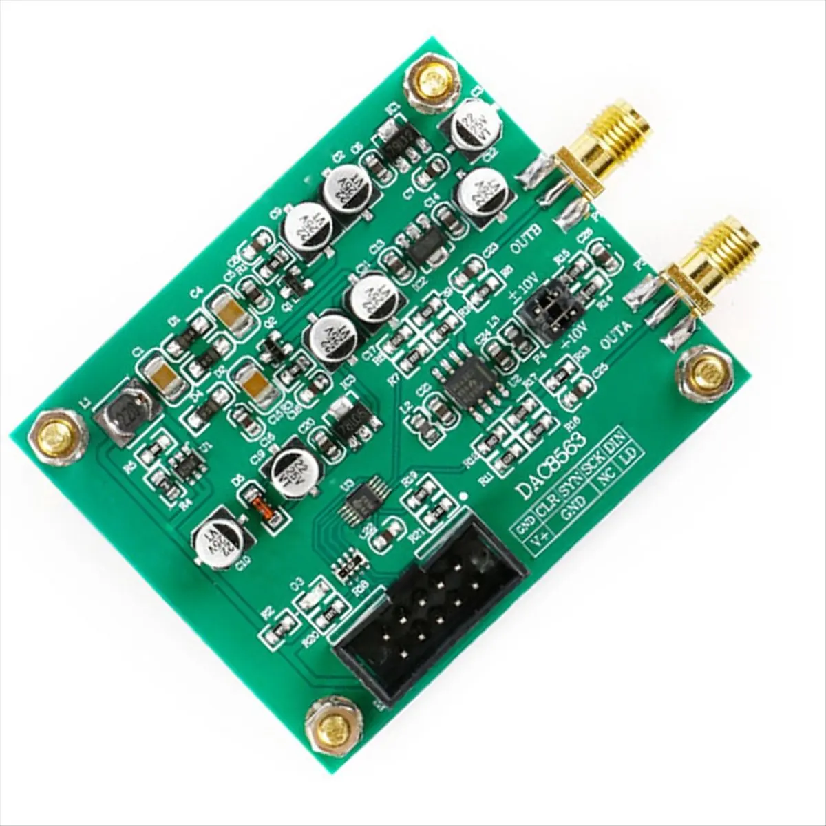 A10I DAC8563 디지털-아날로그 변환 모듈 데이터 수집 모듈 듀얼 16비트 조정 가능 ± 10V 전압 보드