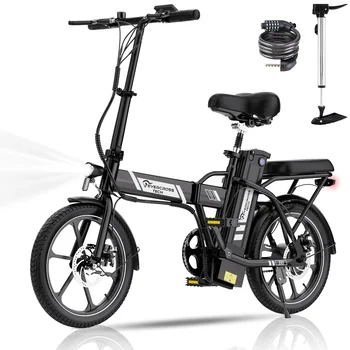 EVERCROSS TECH EK5 Bicicletta Elettrica，E-Bike da 250W per Adulti, Bicicletta Elettrica Pieghevole da 20-45Km, 15/20/25 KM/H, Ruote da 16''
