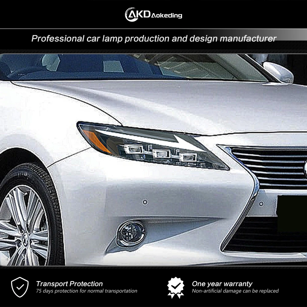 렉서스 ES300 용 AKD 헤드 램프, 헤드라이트 2013-2014, ES250 DRL H7 LED Bi Xenon 전구 어셈블리 업그레이드, 동적 신호 액세서리