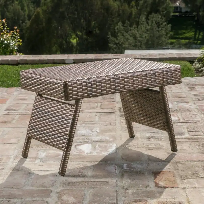 

Bellomo Outdoor Wicker Adjustable Folding Side Table, Mixed Mocah