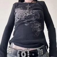 T-shirt manches longues pour femmes, Y2k, fée Grunge, Vintage, imprimé graphique, hauts pour adolescentes, vêtements esthétiques Grunge, Streetwear 5