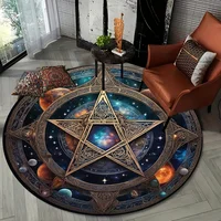 3D Cosmic Planet Pentagram Round Area Rugs Living Room Bedroom Chair Mats Bathroom Toilet Non-slip Floor Mats Home Decor Carpets 1