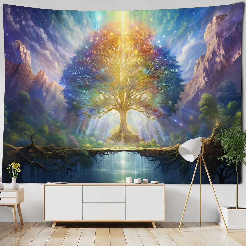 

Tree of Life tapestry living room psychedelic landscape poster perfect home background decoration starry sky night wall hanging