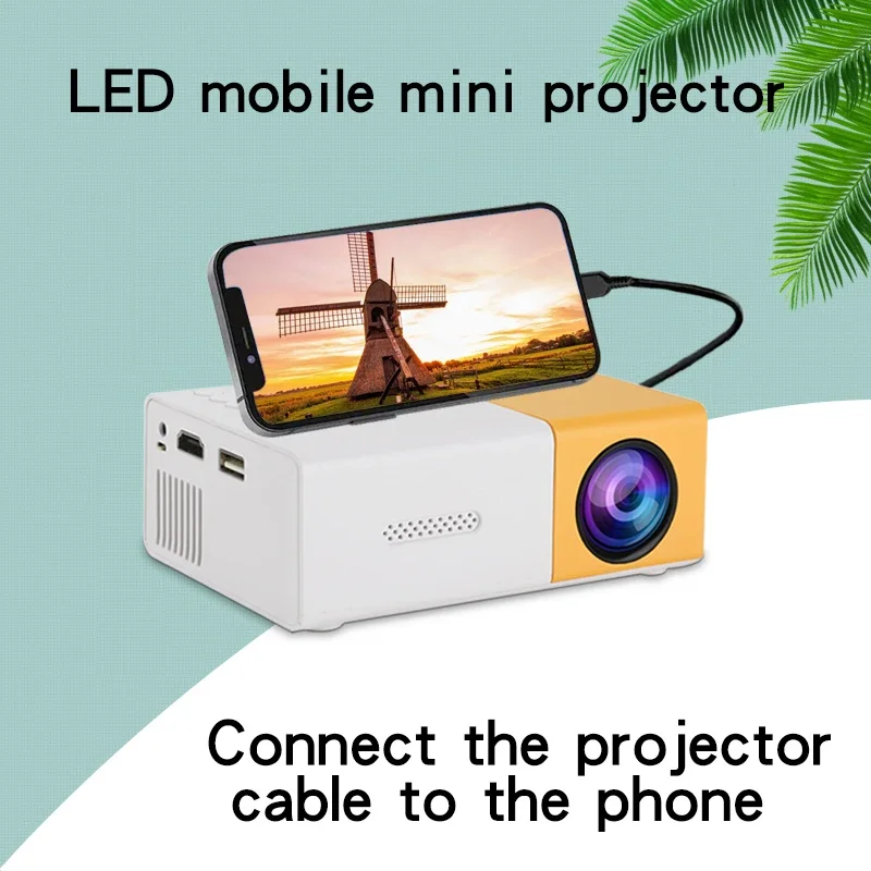 

YG300 mobile phone HD portable projector can be connected to the mobile phone compatible USB, HDMI home theater