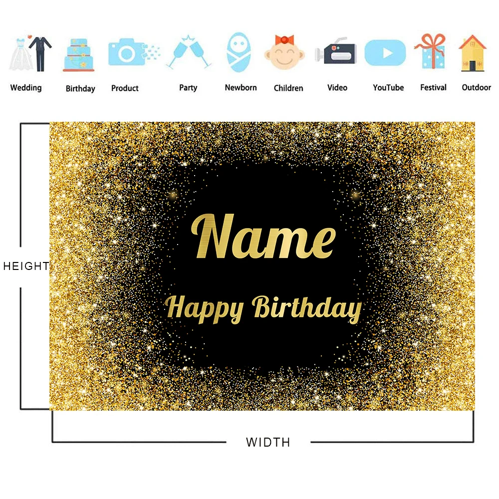 Nome Personalizado Gold Silver Glitter Backdrops Birthday Party Fundos Baby Shower Banner Criança Fotografia Faça Você Mesmo Photo Studio Props - Image 5