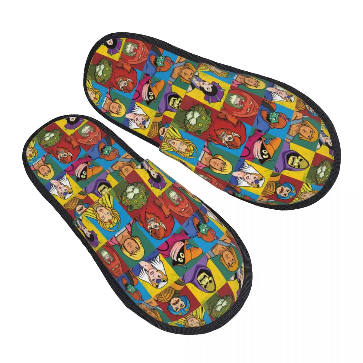 

Custom He-Man And Friends Memory Foam Slippers Women Soft Warm Masters of the Universe House Slippers