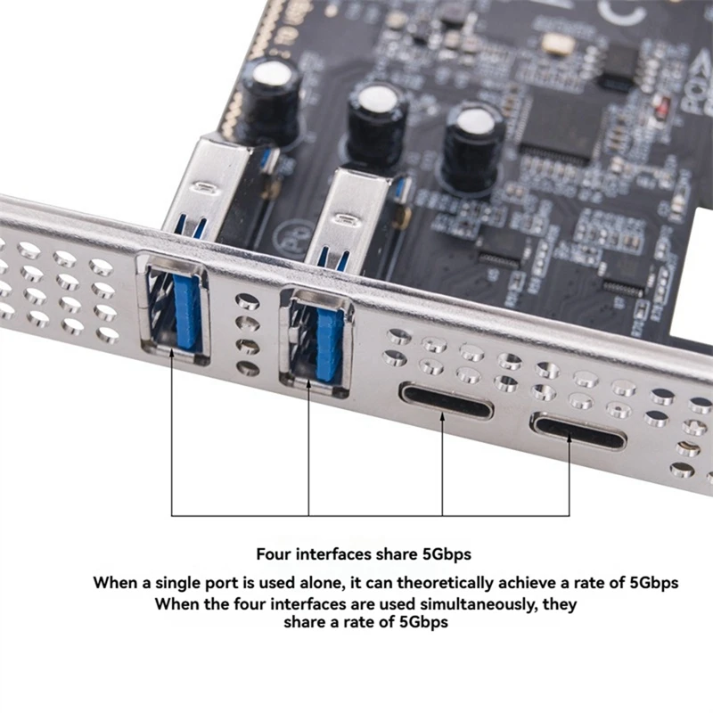 PCI-E-USB 3.2 확장 카드 5Gbps PCIE 카드 어댑터 2xType-C 포트+2xType-A 포트 USB3.2 PCI-E 확장 카드-A09I