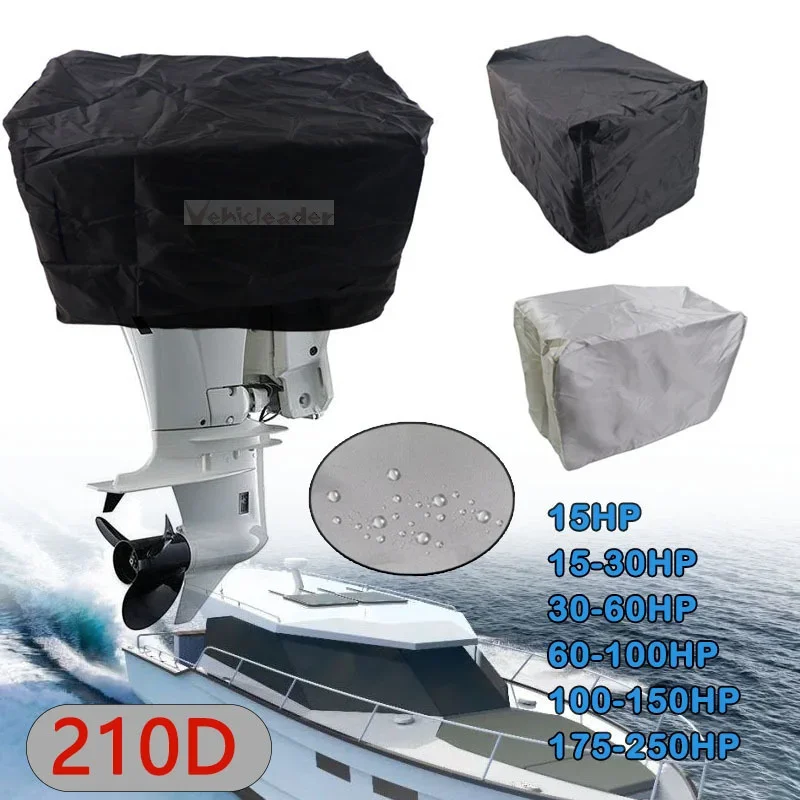Oxford Waterproof Yacht Half Outboard 15-250HP 210D Motor Engine Boat Cover Anti UV Dustproof Cover Marine Engine Protecto Canva Boat Cover Outboard Motor Cover
