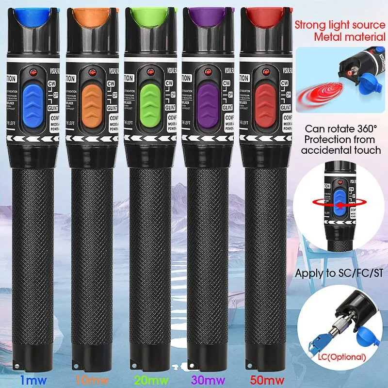 

1pc 5K/10MW/20MW/30MW 10/20/30mW VFL Fiber Optical Cable Tester Pen Type Fiber Optic Test Tool Visual Fault Locator for FC/SC/ST