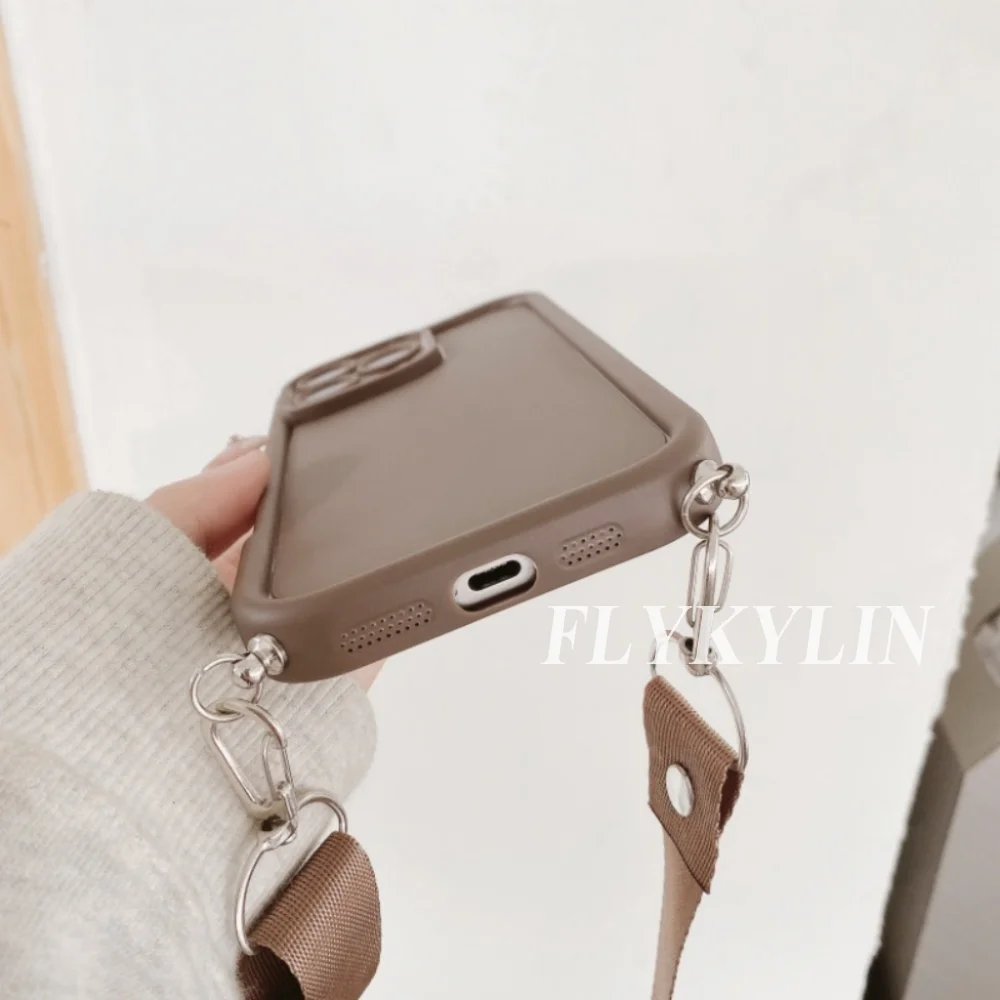 Soft Silicone Protective Phone Case with Long Back Rope