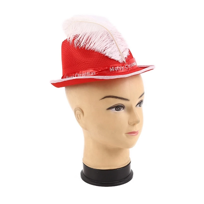 Lightweight Red Color Christmas Hats for Girls Boys Thick Cowboy Hat with Decor Felt Hat Casual Party Hats