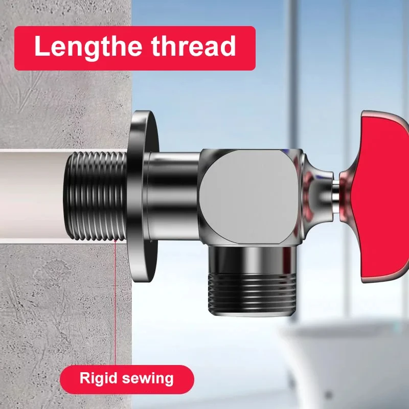 All Copper Thicken Angle Valve Ball Core Hot and Cold Triangle Switch G1/2 4 Points Water Heater Toilet Large Flow Ball Valve