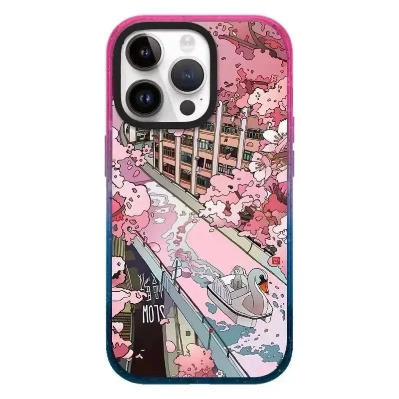

Sakura Pink 2.0 Acrylic Colorful Border Phone Case Cover for IPhone 11 12 13 14 15 Pro Max Case for IPhone 15 Pro Max