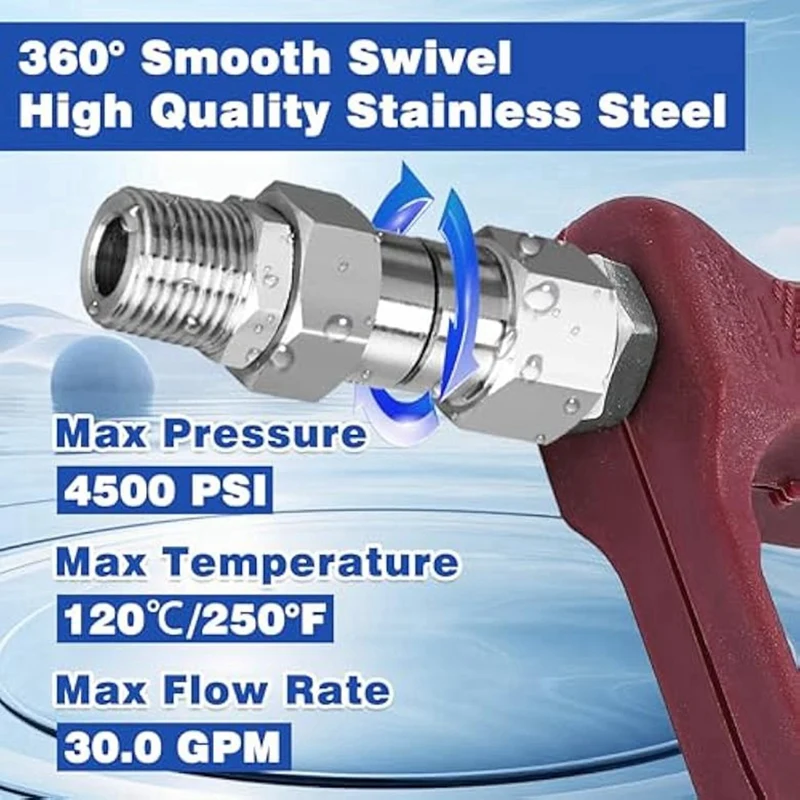 New 2Pcs 3/8Inch NPT Pressure Washer Swivel Fitting,Anti-Twist 3/8Inch Swivel Male To Female Adapter,360&deg; Connector
