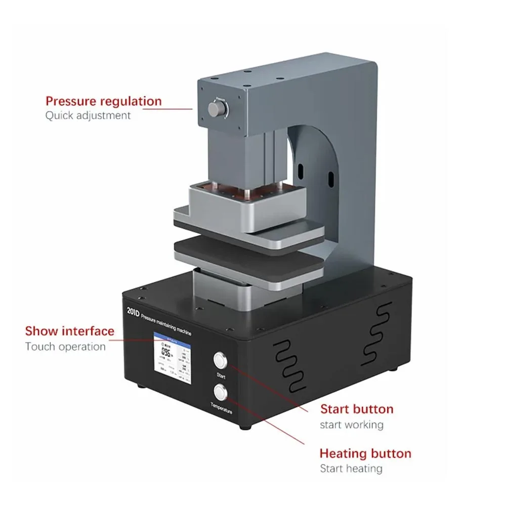 TBK-201D 500W Mobile Phone Heating Pressure Repair Machine For Curved Straight Screens Back Cover Middle Frame Bracket Fix Too