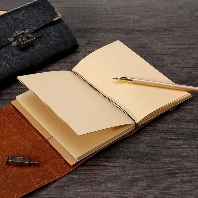 Embossed Pattern Soft Leather Travel Notebook