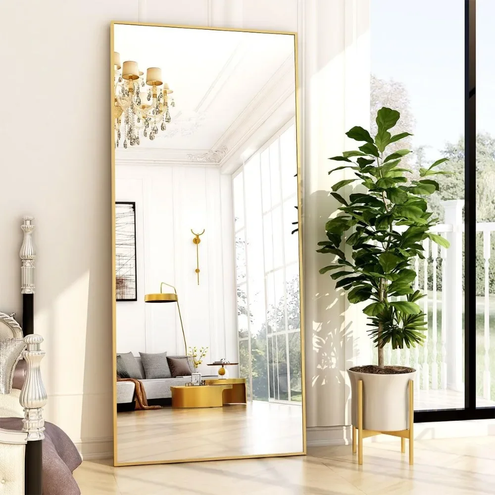 

71"x31" Full Length Mirror, Oversized Hanging or Tilting Rectangular Mirror, Aluminum Alloy Thin Frame Bedroom Floor Decoration
