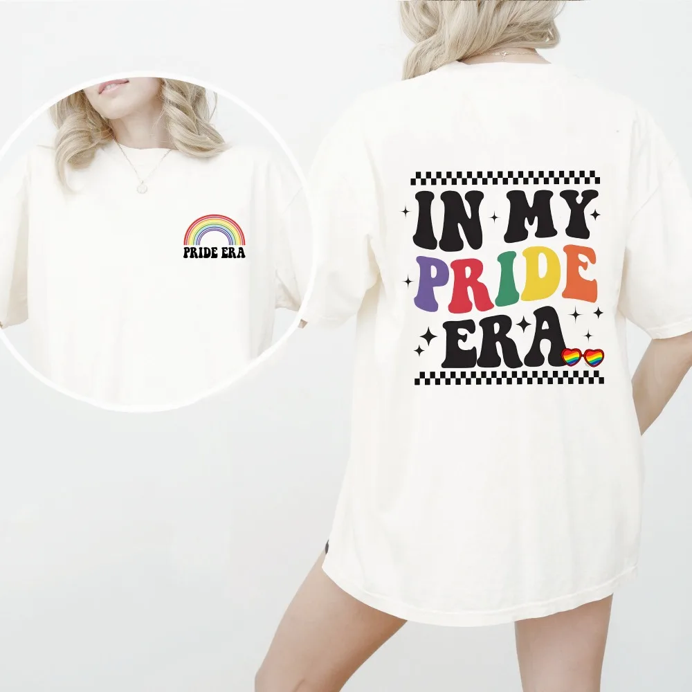 

In My Pride Era Print Women's Shirt Pride Month Girls Tees Top LGBT Rainbow Short Sleeve Womens T Shirt Love Wins Graphic Tops