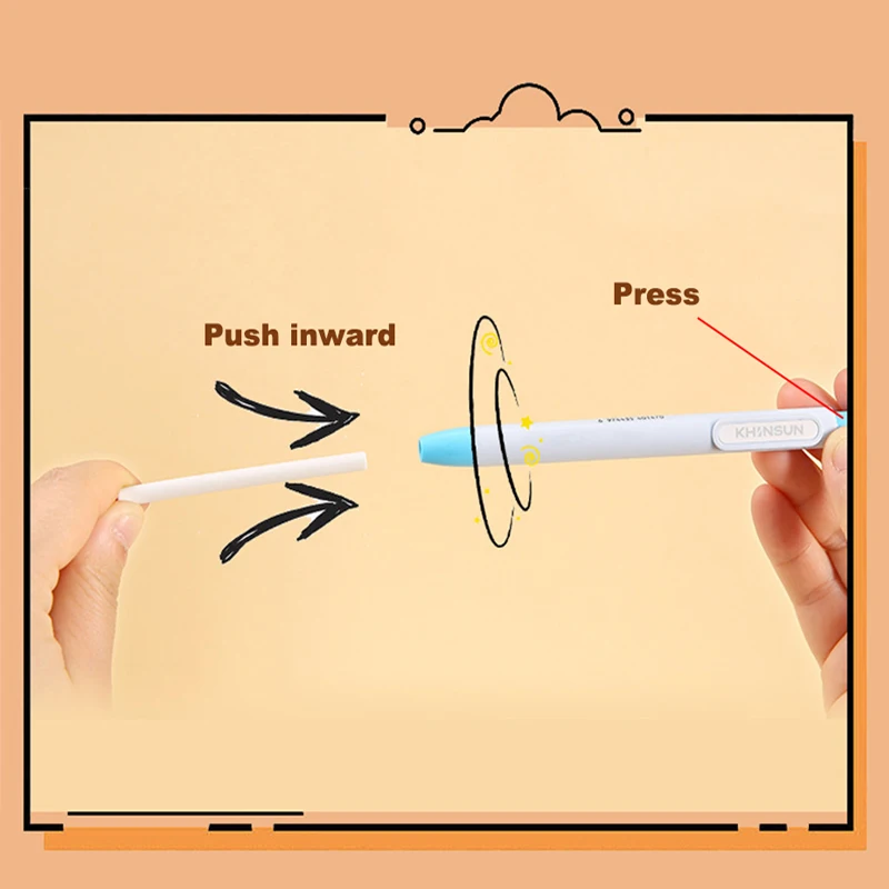 KHINSUN Retractable Press Pencil Eraser Artist Drawing Sketch Rubber for Kids School Student Eraser Pen With Refill 4