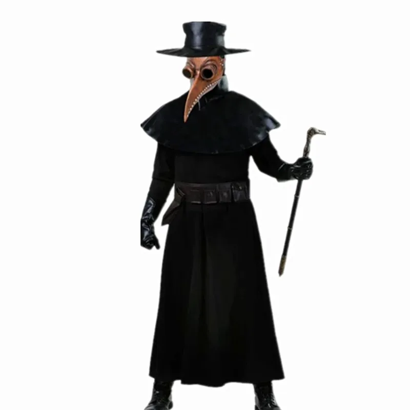 Máscara De Doctor De La Peste Steampunk De Látex - Nariz Larga, Ajustable, Para Halloween Y Cosplay (Negro+Marrón)