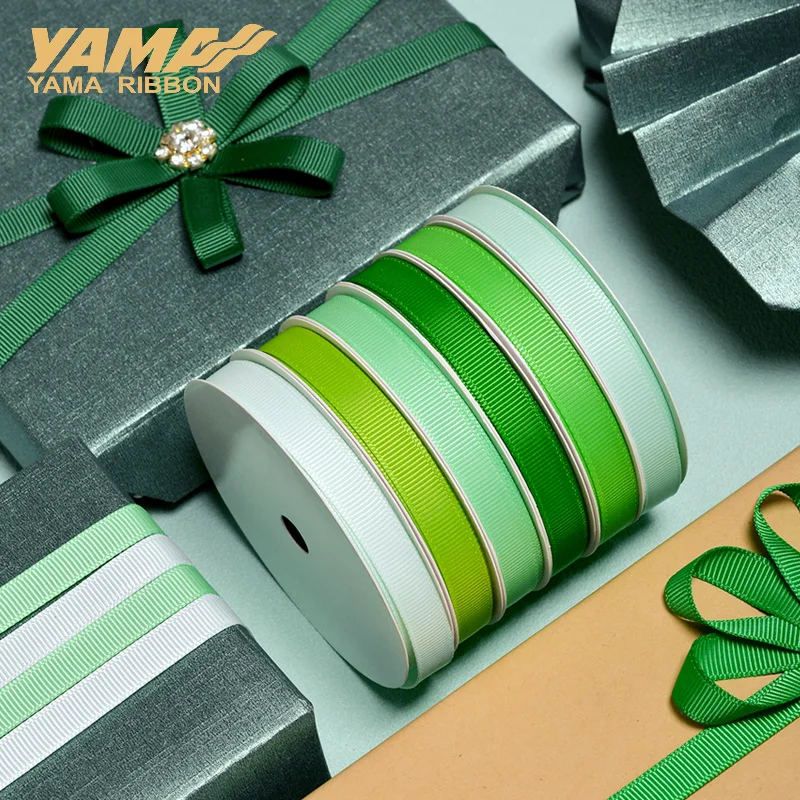 YAMA 6 9 13 16 19 22 mm Grosgrain Ribbon 100yards/lot Light Dark Green for Diy Dress Packing Wedding Decoration ribbon decoration,ribbon supplies,grosgrain ribbon,wrapping ribbon,sewing ribbon