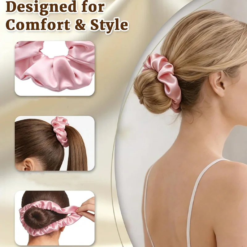 Luxurious Satin No-Crease Hair Scrunchies - Gentle Elastic Hair Ties for Effortless Styling