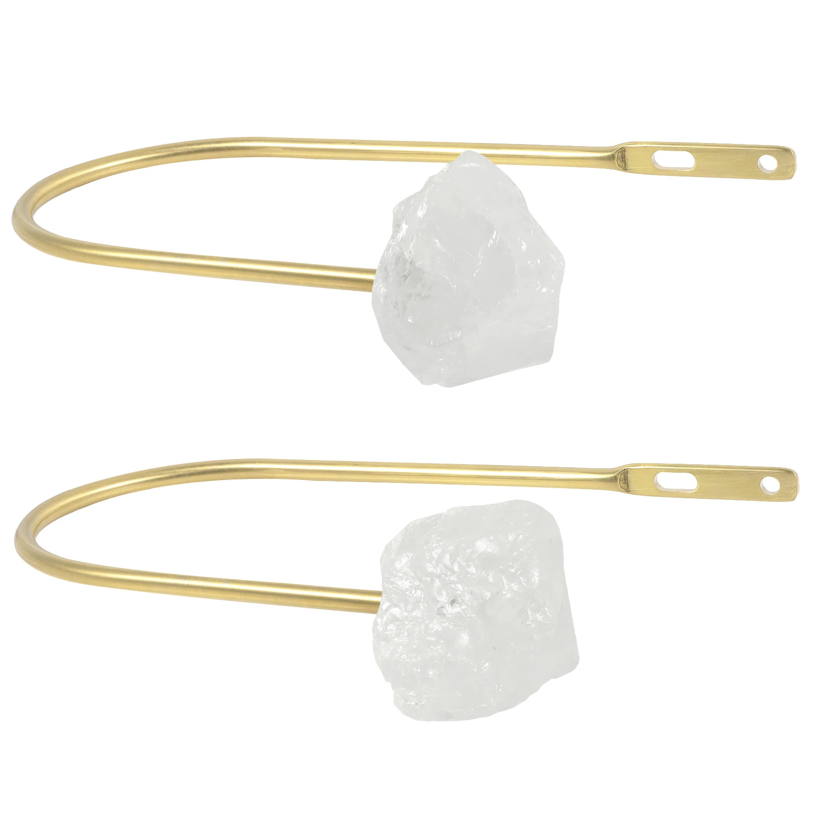 TUMBEELLUWA 1 Pair Natural Rough Crystal Stone U Shape Curtain Hook Window Hanging Curtain Holder Wall Mounted Hanger