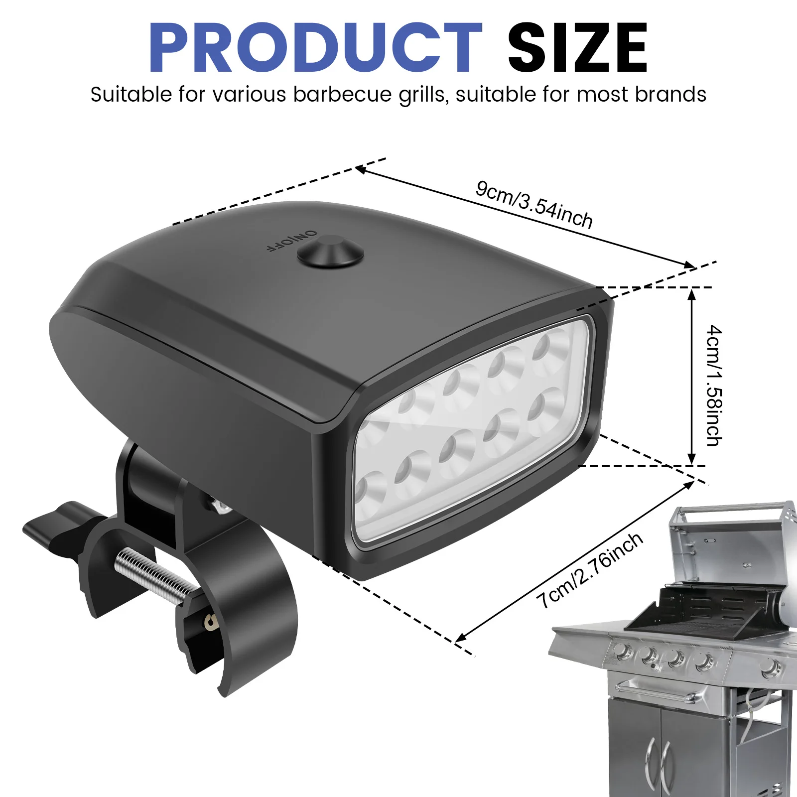 Grill Light with 10 Light Beads High Brightness BBQ Heat Resistant LED Grill Practical BBQ for Outdoor