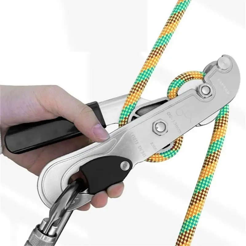 Outdoor Rock Climbing Descender STOP Handle-Control Abseiling Device Downhill Descender Rappelling SRT Tools