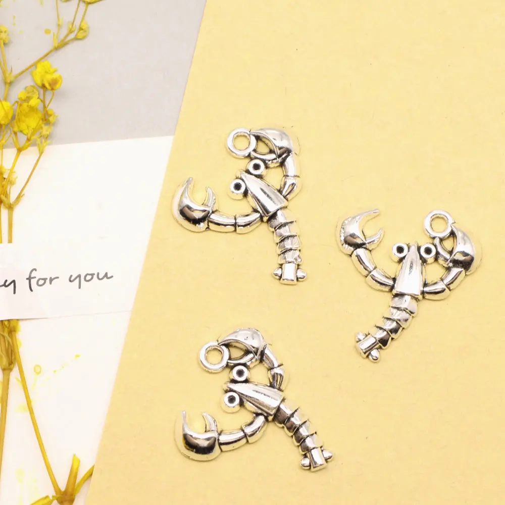 

5pcs 24x28mm Crayfish Charms Pendants For Earrings For Crafts Diy Jewelri Antique Silver Color