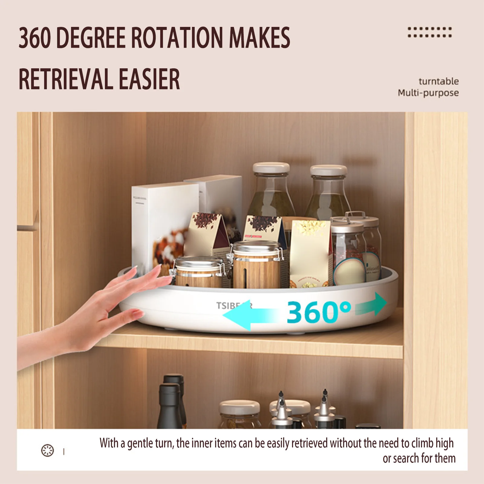 Turntable Cabinet Spice Organizer 25/30cm Rotating Condiment Organizer for Bathroom Cabinets Kitchen Countertop UD88 3