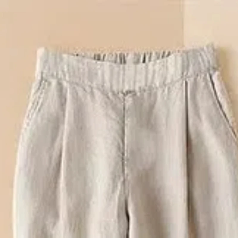 Summer New 2024 Women's Patchwork Elasticized High-waisted Pocket Fashion Solid Loose Minimalist Casual Straight Halen Pants