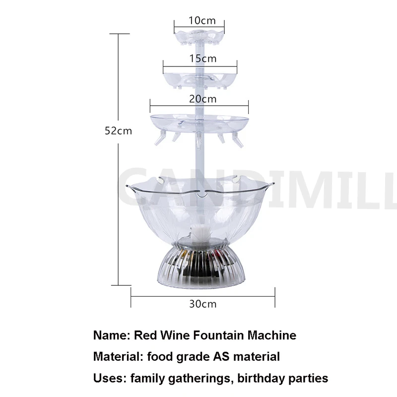 220V Red Wine Champagne Fountain Juice Drinking Water Dispenser Beer  Waterfall Machine For Wedding Birthday Party