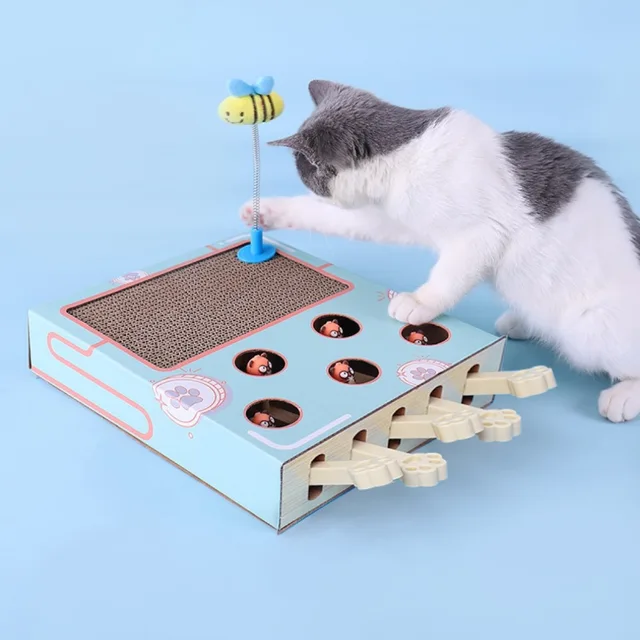 Cat Toy Whack-a-Mole Cat Scratching Board Toy Grinding Claw Rest Play Funny CatInteractive Multifunctional Cat Supplies