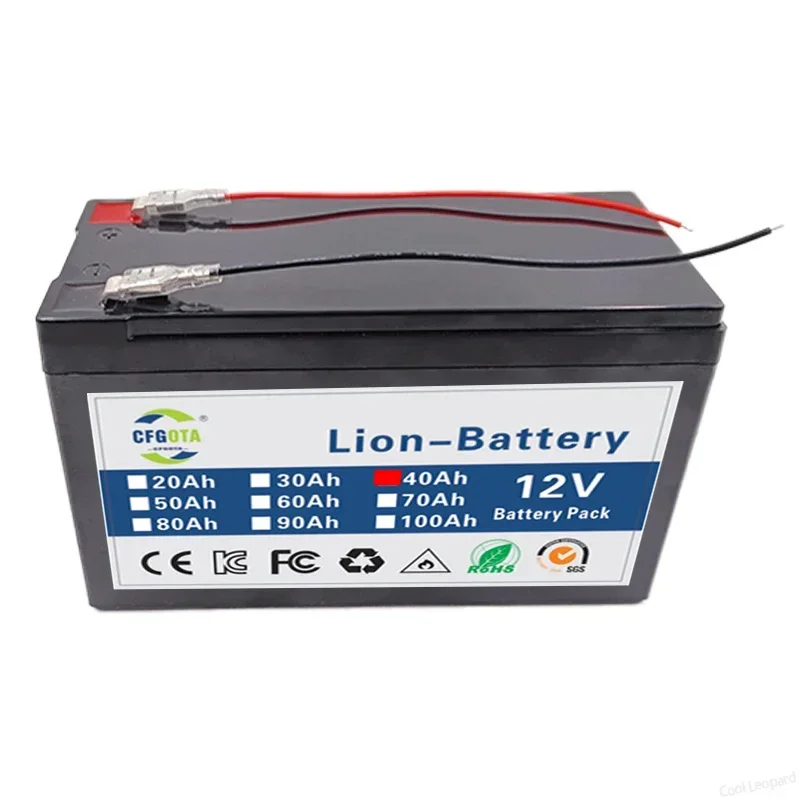 Nuovo pacco batterie al litio da 12V 40Ah, batterie al litio ferro fosfato con BMS integrato per imbarcazioni solari + caricabatterie da 12.6V - immagine 2